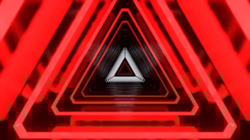 Red And White Neon Pulsating Triangular Cyber Tunnel Background Vj Loop In 4K