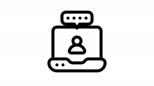 Minimalist Laptop Icon with Chat and Video Call Animation