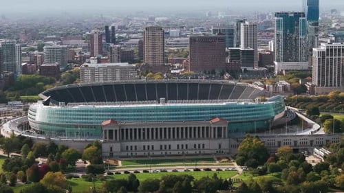 Aerial Shot Chicago Stadium Chicago Near Downtown