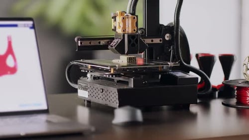 A 3d Printer Machine is Making Cube Geometric Figure The Working Process Printing Illustration A