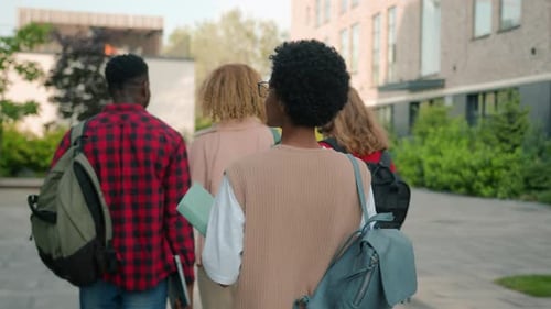 Diverse People Group of University Friends Teens High School Pupils Multiracial Friends Classmates