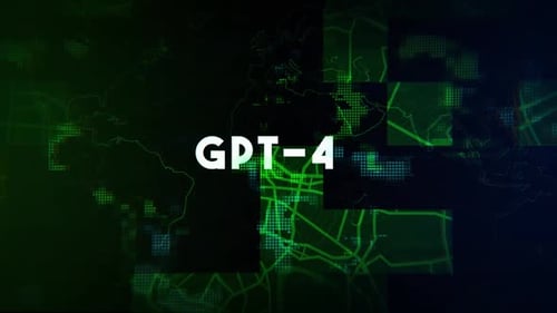 GPT-4 Glitch-Titelanimation mit Filmmusik Hintergrund