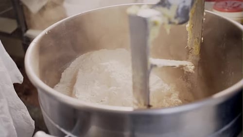 Close Up of Dough in Electric Mixer