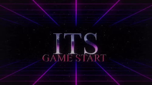 Retro 80s Neon Grid Text Reveal Opener