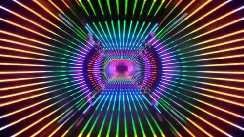 Colorful Abstract Neon Light Tunnel VJ Motion Background