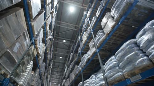 Moving palettes at a large logistic warehouse terminal for cargo mail industry