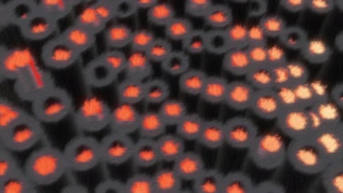 Palitos pequeños en movimiento de color naranja. Movimiento. Animación con líneas en movimiento alternas.