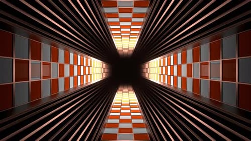 Orange And White Neon Screen Tunnel Background Vj Loop In 4K
