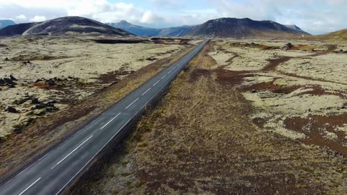 Iceland Road Landscape Beautiful Volcanic Nature in Sunny Weather Travel Destination Road Number One