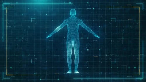 Human Digital Body Scan in Futuristic UI
