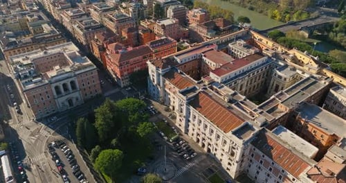 Aerial View of the Urban Cityscape of Rome Italy