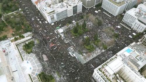 Athens Memorial for Tembi Train Disaster – One Million People Honor the Fallen