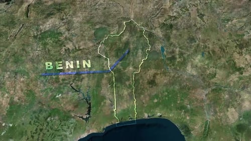 Global Earth Map Zoom to Benin Country Reveal