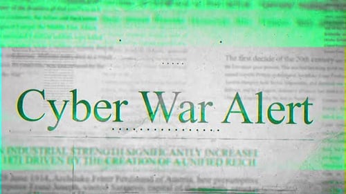 Cyber War Alert Digital Glitch Text Reveal