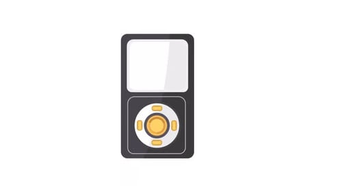 Animated Flat Design MP3 Player with Earphones Reveal