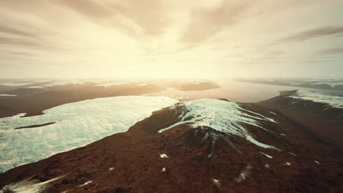 Desolate Icy Wilderness Silent Frozen Plains Under Expansive Cloudy Sky