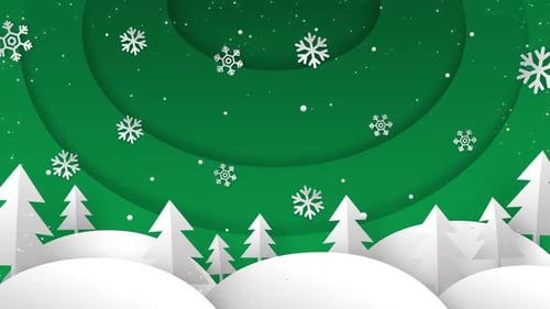Green Snow Fall Christmas Background