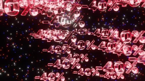 Futuristic 40 Percent Discount Numbers Animation