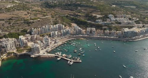 Scenic Aerial View of Bugibba Malta Marina
