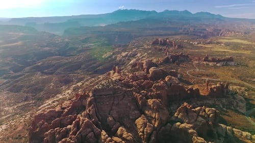 Rising over the stunning scenery of rock formations in Utah, USA. Sunny panorama of beautiful canyon