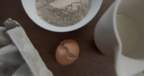 Baking Ingredients on Wooden Table