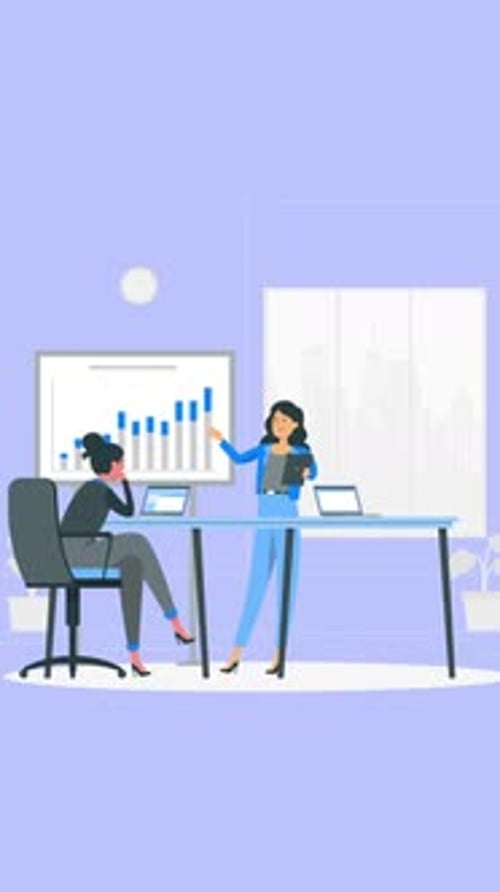 Office Worker Showing Business Presentation To His Boss Vertical
