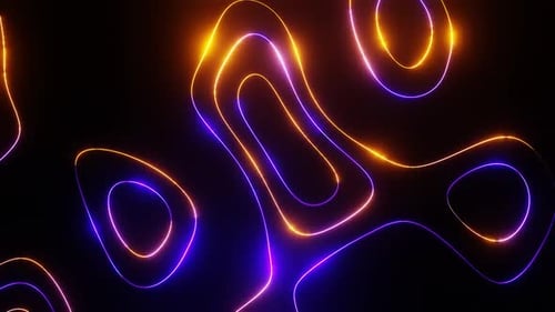 Purple And Orange On Black Abstract Neon Glowing Moving Background Vj Loop Animation In HD