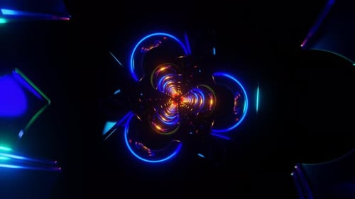 Abstract Neon Glowing Futuristic Tunnel Animation