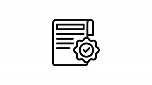 Minimalist Line Animated Document with Approval Checkmark Icon