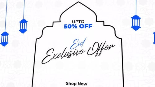 Eid Exclusive Offer Title Reveal with Islamic Archway and Lanterns