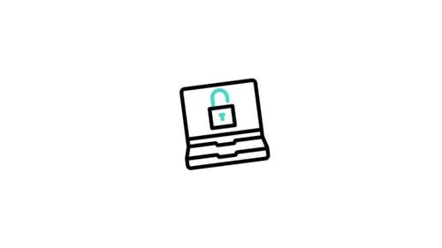 Laptop Security Icon Animation: Unlocked to Locked