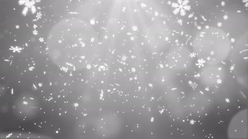 Weiße Konfetti-Schneeflocken und Bokeh-Lichter auf Blau