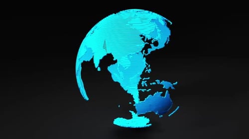 Blue Tech Planet Earth Rotating in loop