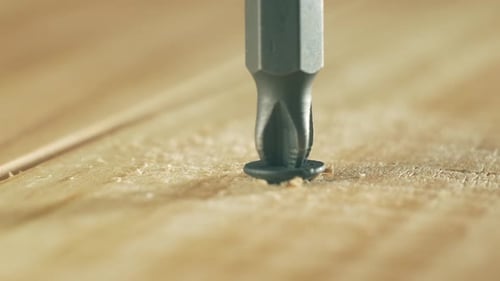 Closeup Black Self Tapping Screw Unscrewing From Wood By Man Macro View Hardware Fastener Removing