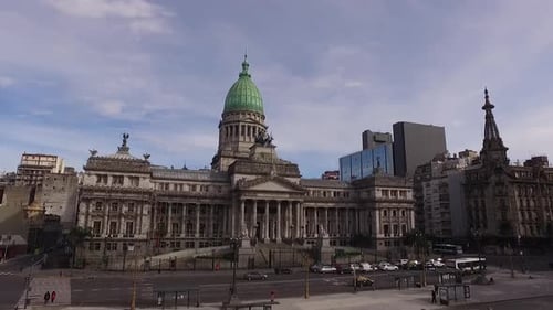 AERIAL - National Congress building, Buenos Aires, Argentina, rising shot