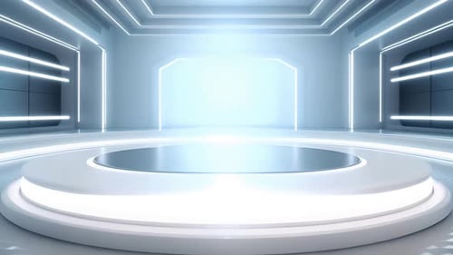 podium Futuristic showcase with platform for product displaying. Empty modern stage display