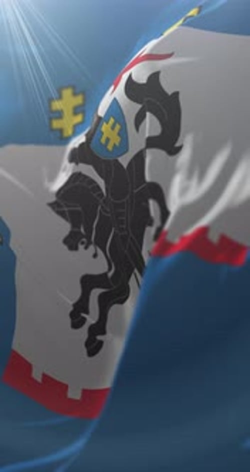 Waving Flag with Heraldic Animal Symbol Animation