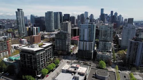 Seattle Skyline Skyscraper Buildings Aerial View