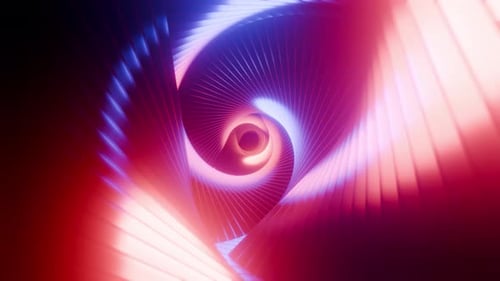 Sci-Fi-Stahltunnelschleife mit reflektiertem Rot mit blauen Lichtern und VJ-Hintergrund