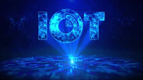 IOT-Text mit HUD-Rotation Digitale Technologie-Schnittstelle Sci-Fi-Hologramm Cyberspace