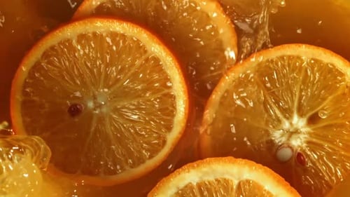 Slices of Orange in Juice Close-up