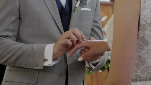 Close Up of Wedding Ring Exchange