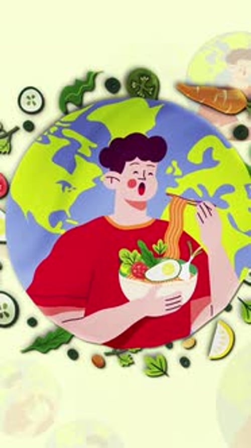 Vertical World Vegan Day Background Loop