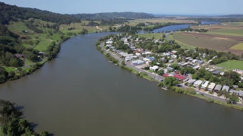 Aerial Shot Over Tweed River In New South Wales, Australia