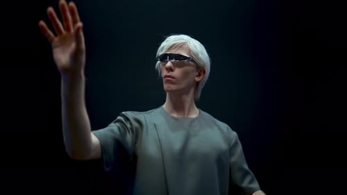 Trendy Guy Playing Augmented Reality Simulation Closeup