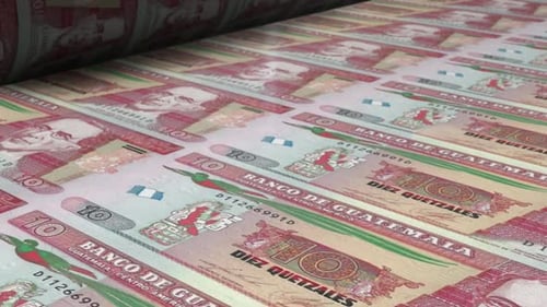 Guatemalan Quetzales Banknotes Printing Process on Assembly Line