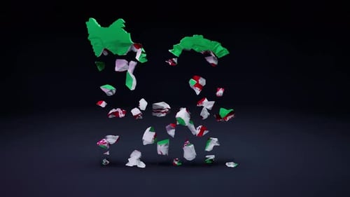 Modern 3D Map of Iran Flag Reveal Animation