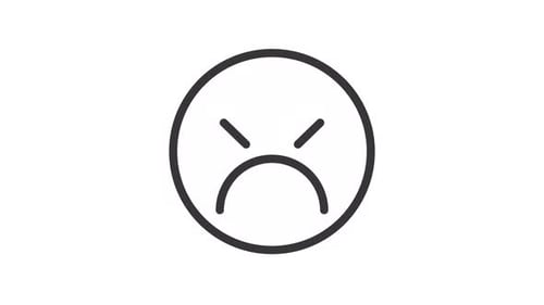 Animated Angry Frowny Face Line Icon Loop