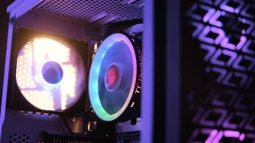 Power Off of Personal Computer Cooling Unit with the Fan of the Stylish Modern PC Close Up