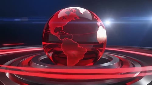 Futuristic Red Rotating Earth Globe for Broadcast News